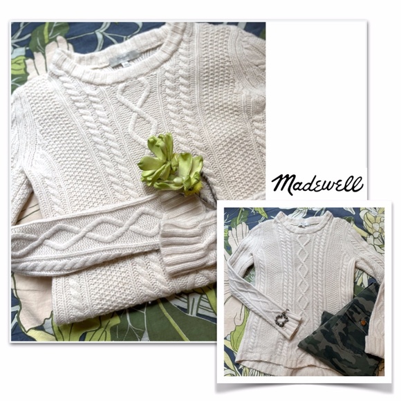 Madewell Sweaters - Madewell Crew Neck Merino Wool Cable Knit Sweater